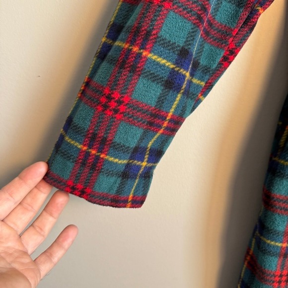 Lauren Ralph Lauren Tartan Plaid Fleece Nightdress Long Sleeve Crest Logo Pocket - Picture 3 of 14